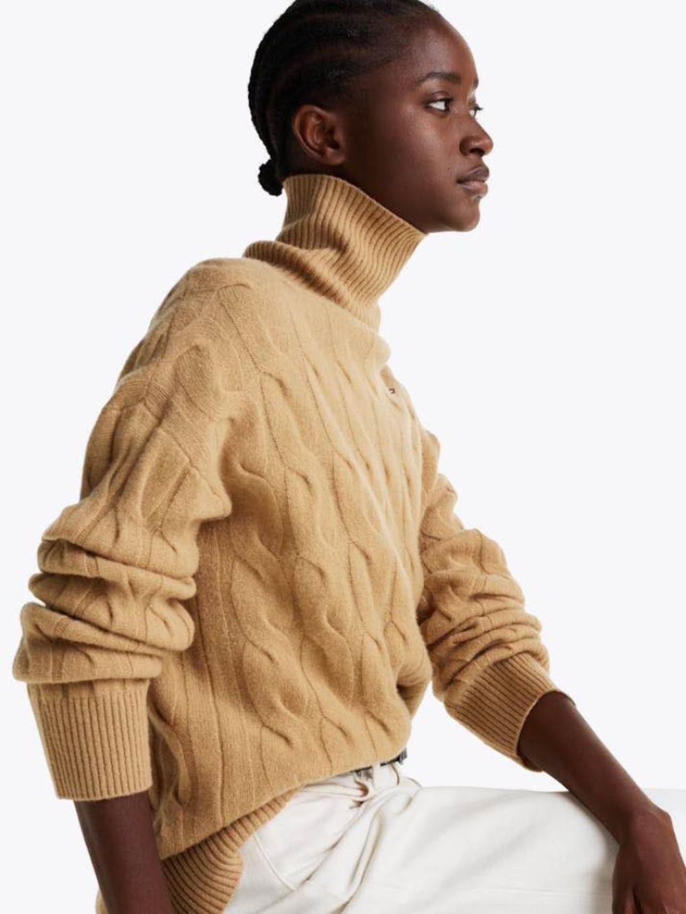 Tommy Hilfiger 100% Wool Cable Knit Turtleneck Sweater-Size XXS